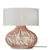 Image de KALAHARI-Lampe à poser rotin H45cm Naturel / Lin clair Good & Mojo Ø 23cm / H 45cm Beige