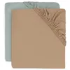 Image de Drap-housse Jersey 40/50x80/90cm - Sea Green/Biscuit - 2 Unités