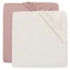 Image de JOLLEIN - Lot de 2 Drap-housses Jersey 40/50x80/90cm Wild Rose et Ivory