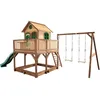 Image de AXI Liam Maison Enfant avec Bac à Sable Balançoire 2 Agrès & Toboggan vert Aire de Jeux pour lextérieur en marron & vert