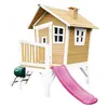 Image de Maisonnette en bois AXI Robin avec toboggan violet pour enfants Aire de jeux extérieure marron & blanc