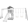 Image de Axi Beach Tower With Climbing Frame And Double Swing Grey/white - Toboggan Blanc