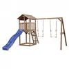 Image de Tour de jeu AXI Beach Tower avec toboggan en bleu 2 balançoires & bac à sable - Marron