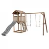 Image de AXI Beach Tower Aire de Jeux avec Toboggan en gris 2 Balançoires & Bac à Sable Grande Maison enfant extérieur en marron