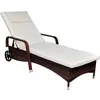 Image de Chaise Longue Avec Coussin Et Roues Résine Tressée Marron Vidaxl