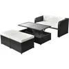Image de vidaXL Salon de jardin 4 pcs avec coussins Résine tressée Noir 42481