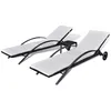 Image de vidaXL Chaises longues avec table Résine tressée Noir
