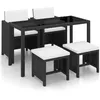 Image de Salon de jardin - vidaXL - 5pcs - Résine tressée - Noir - Pour 6 personnes