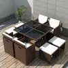 Image de vidaXL Ensemble à manger dextérieur avec coussins 9pcs Résine tressée 42526