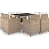 Image de vidaXL Ensemble à manger dextérieur et coussins 9 pcs résine tressée 42545