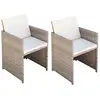 Image de Chaises De Jardin Lot De 2 Avec Coussins Résine Tressée Beige Vidaxl