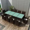 Image de vidaXL Salon de Jardin et Coussins 11 pcs Mobilier à Dîner Table et Chaises de Salle à Manger Meubles de Patio Extérieur 42569