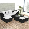 Image de vidaXL Salon de jardin 4 pcs avec coussins Résine tressée Noir 42586