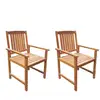 Image de Chaises De Jardin Lot De 2 Bois D'acacia Massif Marron Vidaxl