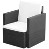 Image de vidaXL Chaise de jardin et coussins et oreillers Résine tressée Noir