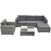 Image de vidaXL Salon de jardin avec coussins 6 pcs résine tressée gris 42744