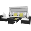 Image de Salon de jardin - VIDAXL - 7 pcs avec baldaquin - Résine tressée - Noir