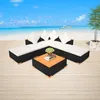 Image de vidaXL Salon de jardin 6 pcs avec coussins Résine tressée Noir