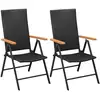 Image de Chaises Empilables De Jardin Lot De 2 Résine Tressée Noir Vidaxl