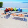 Image de vidaXL Salon de jardin 4 pcs avec coussins Aluminium et WPC