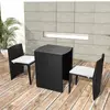 Image de Ensemble De Bistro 3 Pcs Avec Coussins Résine Tressée Noir Vidaxl
