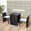 Image de Ensemble de salle à manger dextérieur - vidaXL - 3 pcs - Noir - Coussins inclus - Résistant aux intempéries