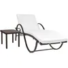 Image de Chaise Longue Avec Coussin Et Table Résine Tressée Marron Vidaxl