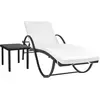Image de Chaise Longue Avec Coussin Et Table Résine Tressée Noir Vidaxl