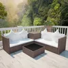Image de Salon de jardin - vidaXL - 4 pcs - Résine tressée - Marron - Imperméable et résistant aux intempéries