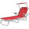 Image de Chaise Longue Avec Auvent Acier Rouge Vidaxl