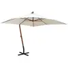 Image de Parasol Suspendu Avec Poteau En Bois 300x300 Cm Blanc Vidaxl