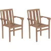Image de Chaises Empilables De Jardin Lot De 2 Bois De Teck Solide Vidaxl