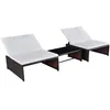 Image de vidaXL Lot de 2 Chaises Longues avec Table Bain de Soleil Transat de Terrasse Siège de Jardin Patio Extérieur Résine 43068