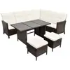 Image de Vidaxl salon de jardin 4 pcs avec coussins résine tressée marron