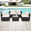 Image de Salon de jardin en résine tressée - VIDAXL - Noir - 5 personnes - Contemporain