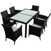 Image de vidaXL Mobilier à dîner jardin 7 pcs avec coussins Résine tressée Noir
