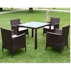 Image de vidaXL Mobilier à dîner jardin 5 pcs et coussins Résine tressée Marron