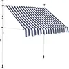 Image de vidaXL Auvent rétractable manuel 150 cm Rayures bleues et blanches