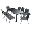 Image de Mobilier dextérieur - vidaXL - Ensemble 9 pcs - Acier Noir - 6 personnes - Style Contemporain