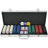 Image de Jeu de poker VIDAXL avec 500 jetons en aluminium - Pour 4 joueurs ou plus - Passe-temps populaire pour adultes