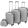 Image de Ensemble de valises à roulettes - vidaXL - Argenté - 4 pièces - Coque rigide - Cadenas TSA