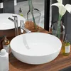 Image de vidaXL Lavabo Ronde Céramique Blanc 415x135 cm Vasque à Poser Salle de Bain 142337
