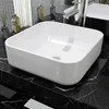 Image de vidaXL Lavabo Carré Céramique Blanc 39x39x135 cm Vasque à Poser Salle de Bain 142338