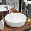 Image de vidaXL Lavabo Ronde Céramique Blanc 42x12 cm Vasque à Poser Salle de Bain 142341