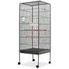 Image de Cage à oiseaux - vidaXL - Noir - 54 x 54 x 146 cm - Acier - 4 perchoirs en bois