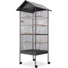 Image de Cage à oiseaux - vidaXL - 66 x 66 x 155 cm - Acier Noir - 4 perchoirs - Intérieur