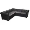 Image de Canapé d'angle chesterfield 5 places cuir synthétique noir 243614