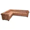 Image de Canapé d'angle chesterfield 6 places cuir artificiel marron 243618