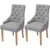 Image de Chaises À Manger Lot De 2 Gris Clair Tissu Vidaxl