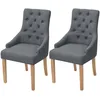Image de Chaises À Manger Lot De 2 Gris Foncé Tissu Vidaxl